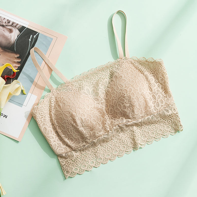 Wireless Sexy Anti Emptied Tube Top Lace Mulberry Silk Bras [SKBR0031]