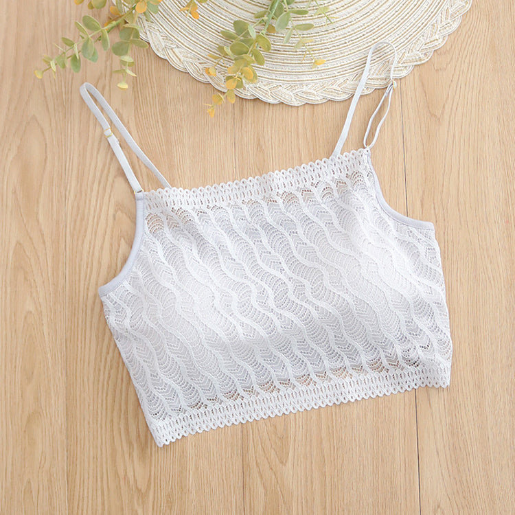 Wireless Simple Anti Emptied Tube Top Lace Mulberry Silk Bras [SKBR0072]