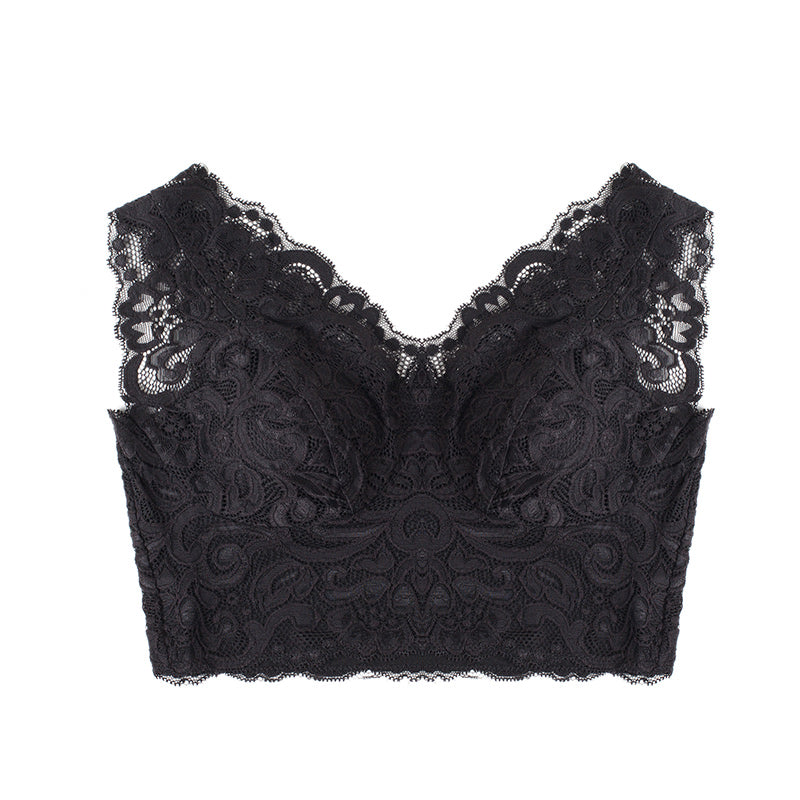 Wireless Elegant Minimizer Tank Top Lace Mulberry Silk Bras [SKBR0026]