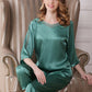 16Momme Pure Mulberry Silk Long Sleeves Round Collar Lace Pajamas Set [SKPA0037]