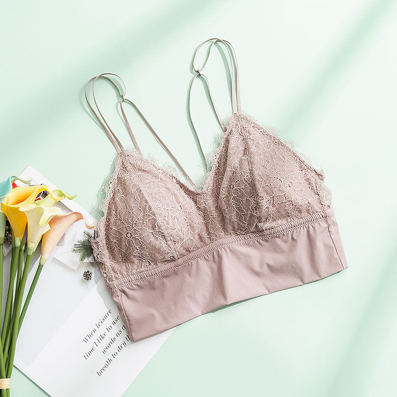 Wireless Sexy Anti Emptied Tank Top Lace Mulberry Silk Bras [SKBR0030]