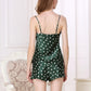 16Momme Pure Mulberry Silk Strap V Collar Printing Pajamas Set [SKPA0038]