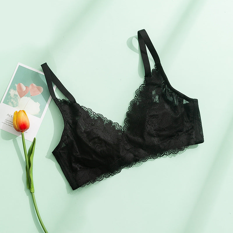 Wireless Sexy Minimizer 3/4 Cup Lace Mulberry Silk Bras [SKBR0047]