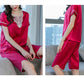 Pure Mulberry Silk Short Sleeves Round Collar Lace Pajamas Set [SKPA0005]