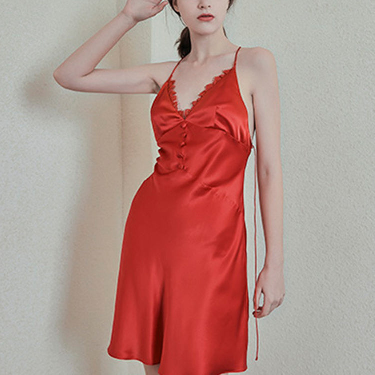 19Momme Pure Mulberry Silk Sexy Mini Backless Sleepshirt [SKSH0011]