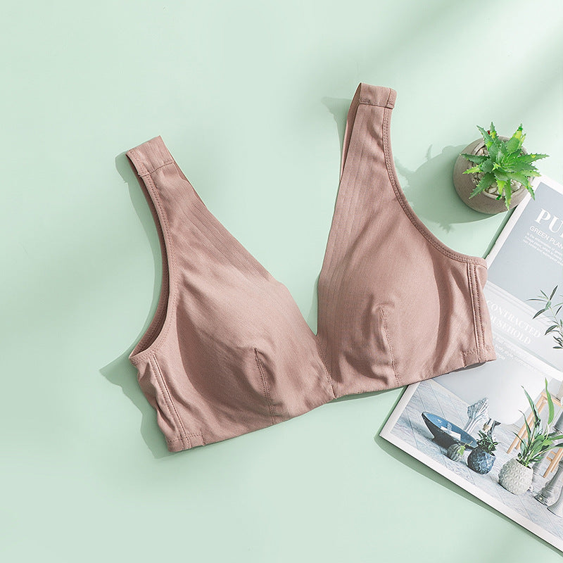 Wireless Elegant Seamless Breathable Triangle Mulberry Silk Bras [SKBR0043]