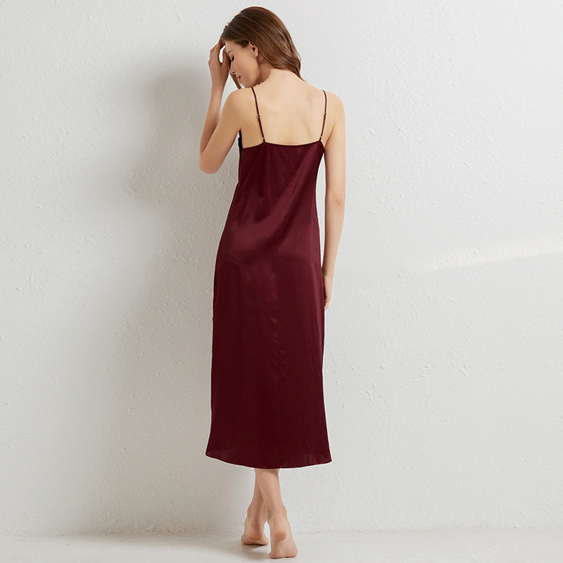 16Momme Pure Mulberry Silk Sexy Maxi Lace Sleepshirt [SKSH0004]