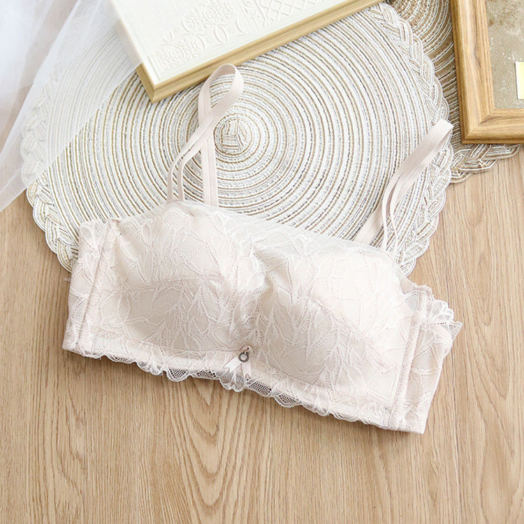 Wireless Elegant Gathered Tank Top Lace Mulberry Silk Bras [SKBR0063]