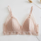 Wireless Romantic Breathable Triangle Lace Mulberry Silk Bras [SKBR0001]