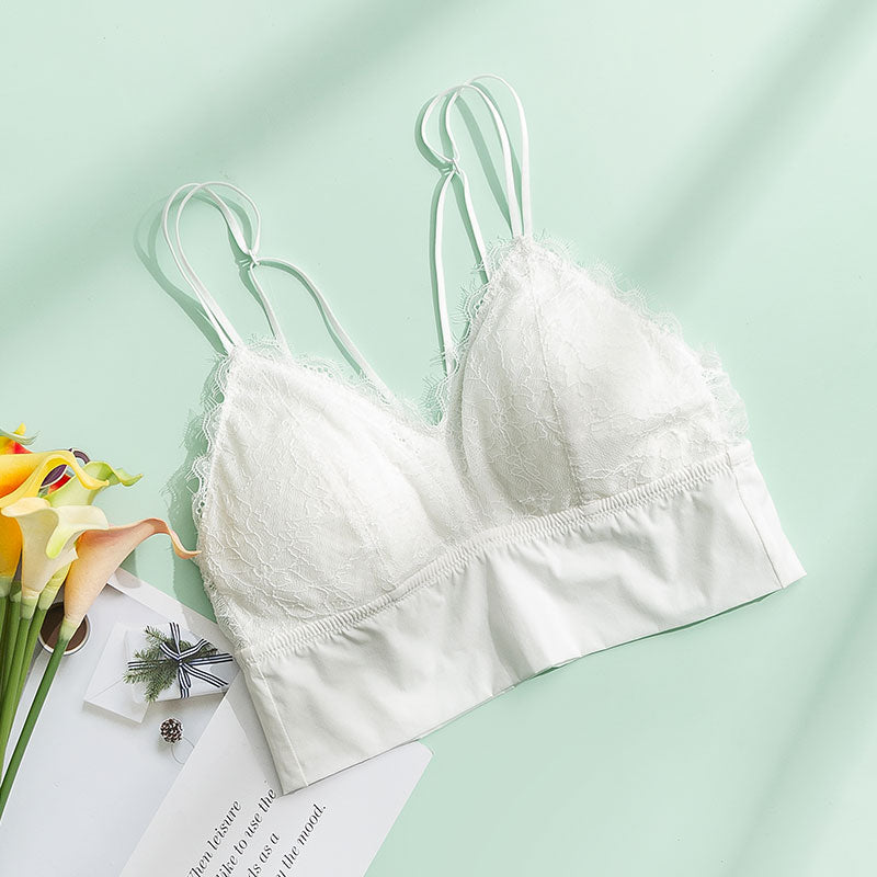 Wireless Sexy Anti Emptied Tank Top Lace Mulberry Silk Bras [SKBR0030]