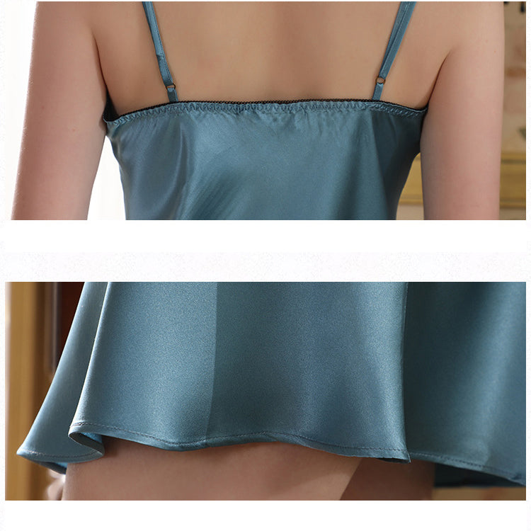 19Momme Pure Mulberry Silk Sexy Mini Lace Sleepshirt [SKSH0001]