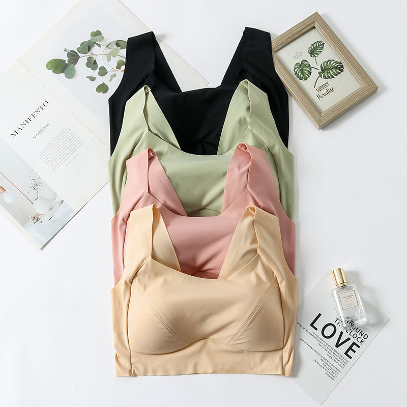 Wireless Simple Seamless Tank Top Lace Mulberry Silk Bras [SKBR0002]