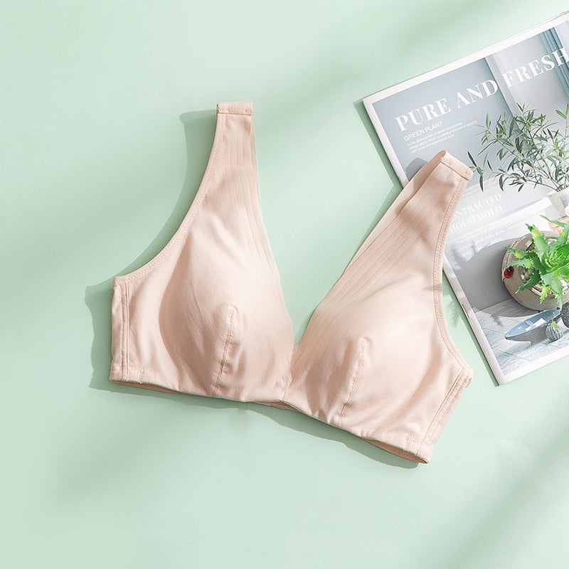 Wireless Elegant Seamless Breathable Triangle Mulberry Silk Bras [SKBR0043]