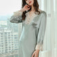 16Momme Pure Mulberry Silk Sweet Above Knee Printing Sleepshirt [SKSH0054]