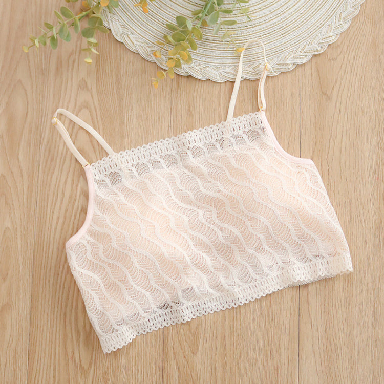 Wireless Simple Anti Emptied Tube Top Lace Mulberry Silk Bras [SKBR0072]