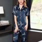 16Momme Pure Mulberry Silk Short Sleeves Notch Collar Printing Pajamas Set [SKPA0032]