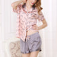 16Momme Pure Mulberry Silk Short Sleeves Notch Collar Printing Pajamas Set [SKPA0040]