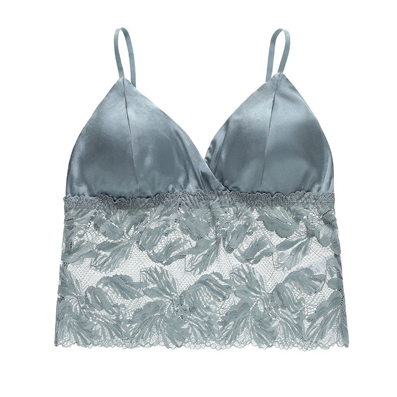 Wireless Sexy Seamless Triangle Tank Top Lace Mulberry Silk Bras [SKBR0010]