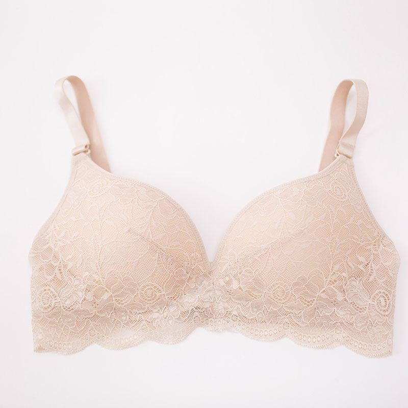 Wireless Sexy Gathered 3/4 Cup Lace Mulberry Silk Bras [SKBR0021]