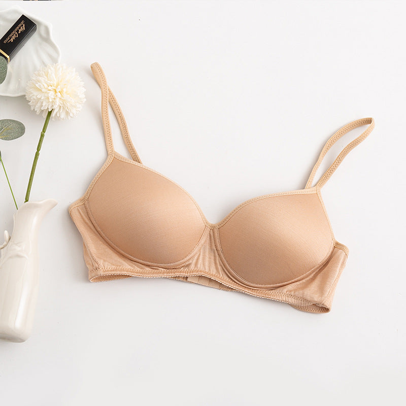 Wireless Simple Seamless 1/2 Cup Mulberry Silk Bras [SKBR0042]