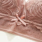 Wireless Romantic Gathered 3/4 Cup Lace Mulberry Silk Bras [SKBR0040]