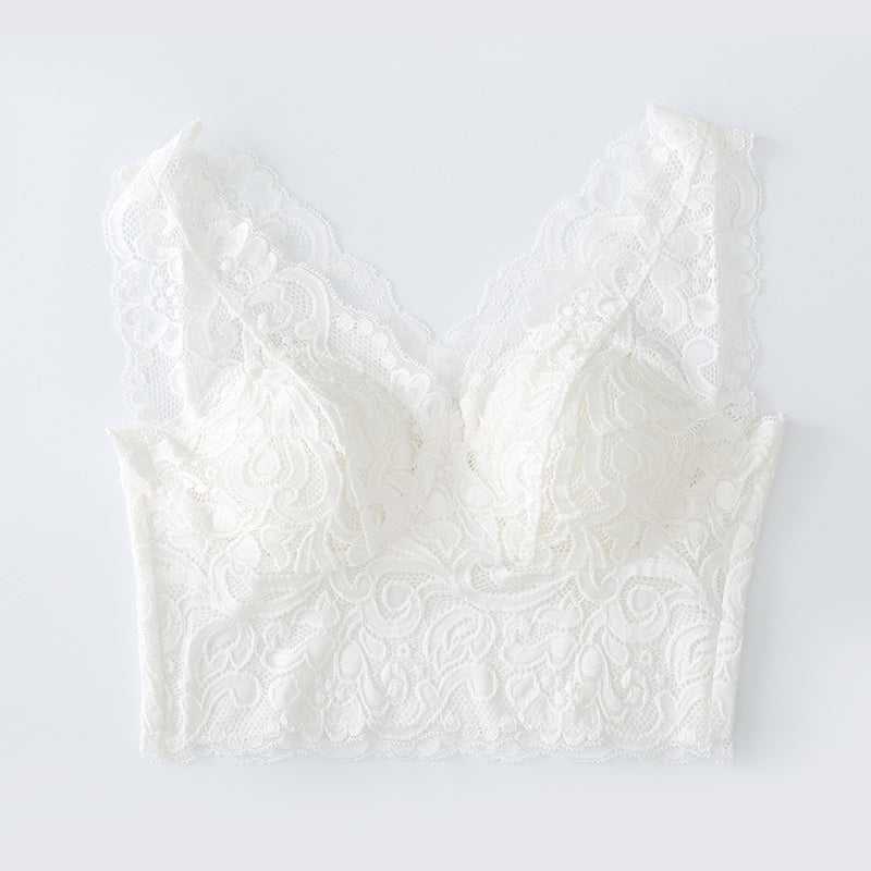 Wireless Elegant Minimizer Tank Top Lace Mulberry Silk Bras [SKBR0026]