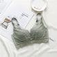 Wireless Elegant Gathered 3/4 Cup Lace Mulberry Silk Bras [SKBR0003]