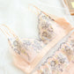 Wireless Romantic Gathered 3/4 Cup Lace Mulberry Silk Bras [SKBR0071]