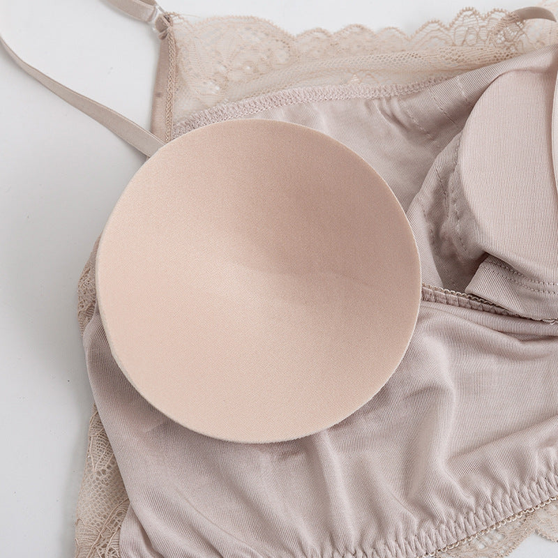 Wireless Elegant Anti Emptied Tank Top Lace Mulberry Silk Bras [SKBR0049]
