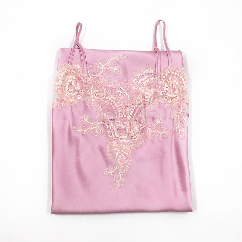 19Momme Pure Mulberry Silk Sexy Mini Lace Sleepshirt [SKSH0003]