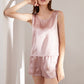19Momme Pure Mulberry Silk Cap Sleeves Round Collar Pajamas Set [SKPA0012]
