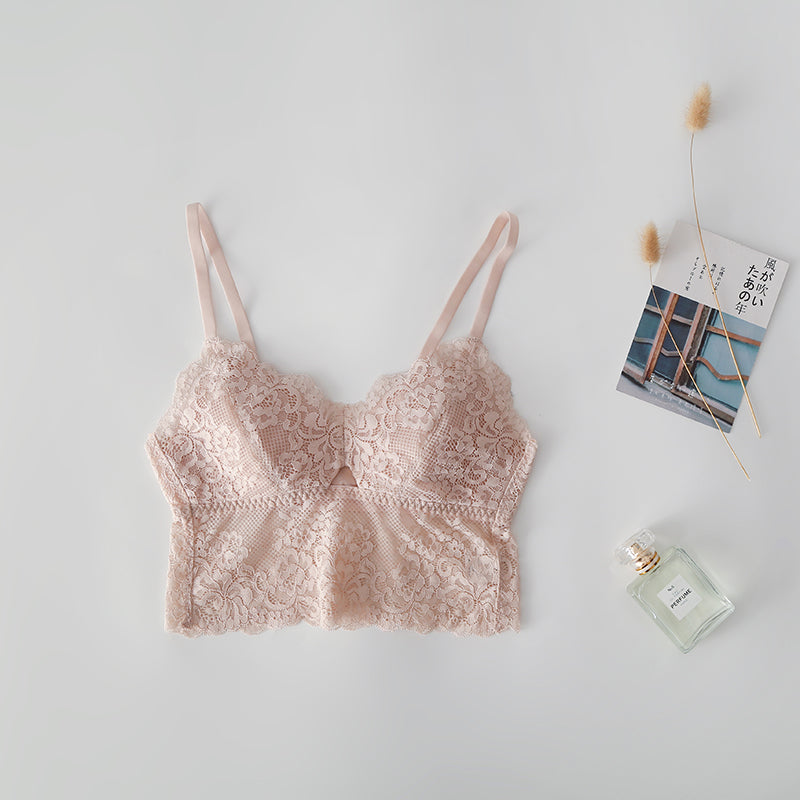 Wireless Sexy Sport Anti Emptied Tank Top Lace Mulberry Silk Bras [SKBR0034]