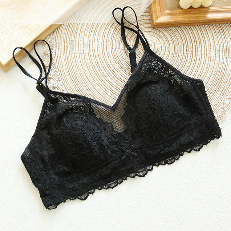 Wireless Sexy Gathered Tube Top Lace Mulberry Silk Bras [SKBR0070]