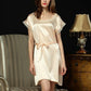 16Momme Pure Mulberry Silk Elegant Above Knee Lace Sleepshirt [SKSH0044]