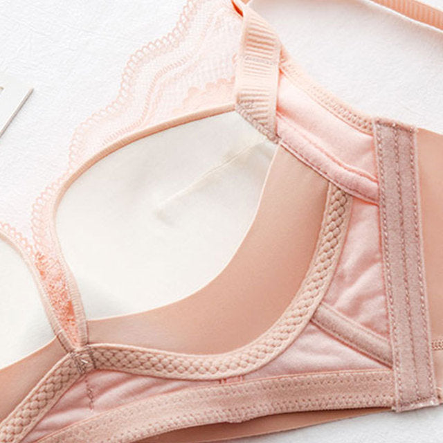 Wireless Sexy Gathered 3/4 Cup Lace Mulberry Silk Bras [SKBR0009]