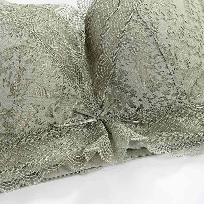 Wireless Sexy Gathered 3/4 Cup Lace Mulberry Silk Bras [SKBR0025]