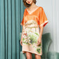 16Momme Pure Mulberry Silk Elegant Above Knee Printing Sleepshirt [SKSH0056]