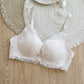 Wireless Romantic Gathered 3/4 Cup Lace Mulberry Silk Bras [SKBR0062]
