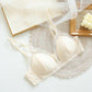 Wireless Sexy Gathered Triangle Lace Mulberry Silk Bras [SKBR0066]