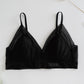 Wireless Romantic Breathable Triangle Lace Mulberry Silk Bras [SKBR0001]
