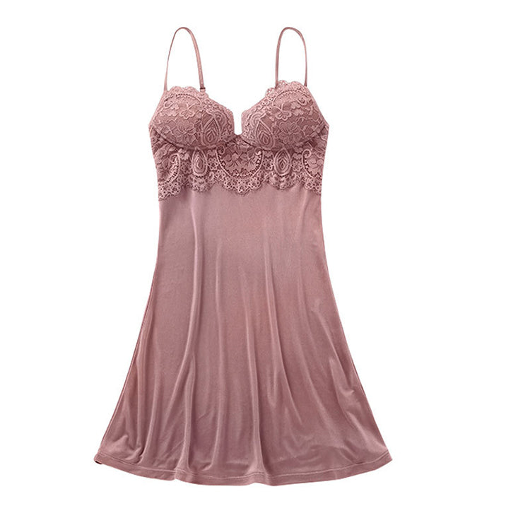 16Momme Pure Mulberry Silk Sexy Mini Lace Sleepshirt [SKSH0013]