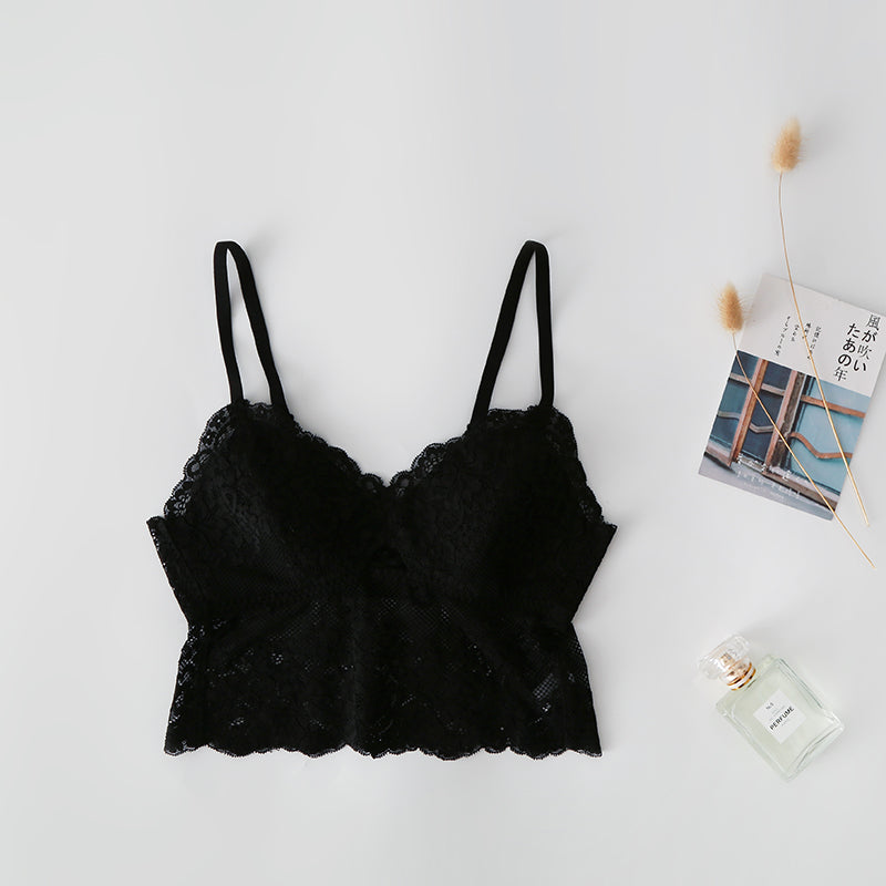 Wireless Sexy Sport Anti Emptied Tank Top Lace Mulberry Silk Bras [SKBR0034]