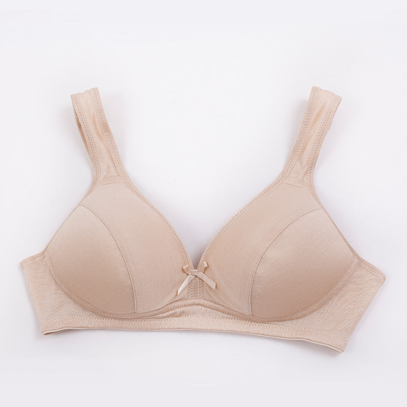 Wireless Simple Plus Size Breathable 3/4 Cup Mulberry Silk Bras [SKBR0027]