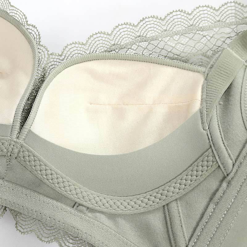 Wireless Sexy Gathered 3/4 Cup Lace Mulberry Silk Bras [SKBR0025]