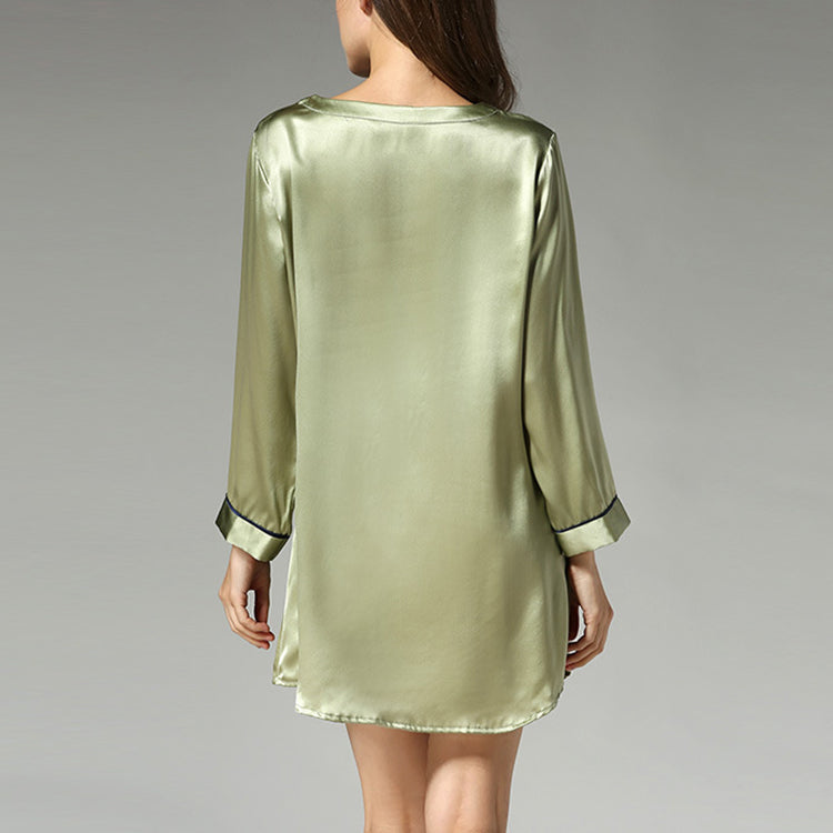 16Momme Pure Mulberry Silk Sexy Mini Button Sleepshirt [SKSH0041]