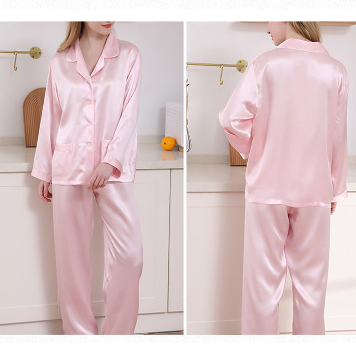 16Momme Pure Mulberry Silk Long Sleeves Notch Collar Pajamas Set [SKPA0001]