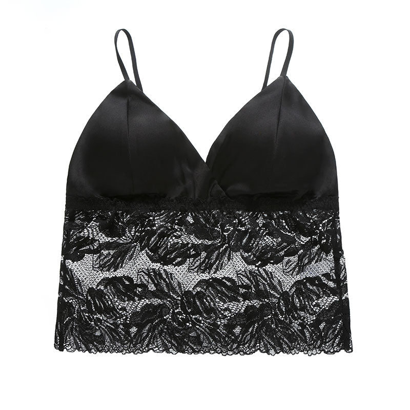 Wireless Sexy Seamless Triangle Tank Top Lace Mulberry Silk Bras [SKBR0010]