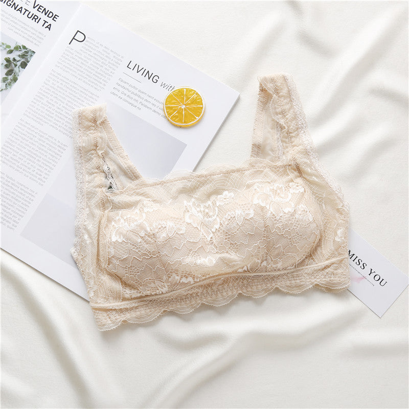 Wireless Elegant Anti Emptied Tube Top Lace Mulberry Silk Bras [SKBR0022]