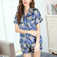 16Momme Pure Mulberry Silk Short Sleeves Notch Collar Printing Pajamas Set [SKPA0040]