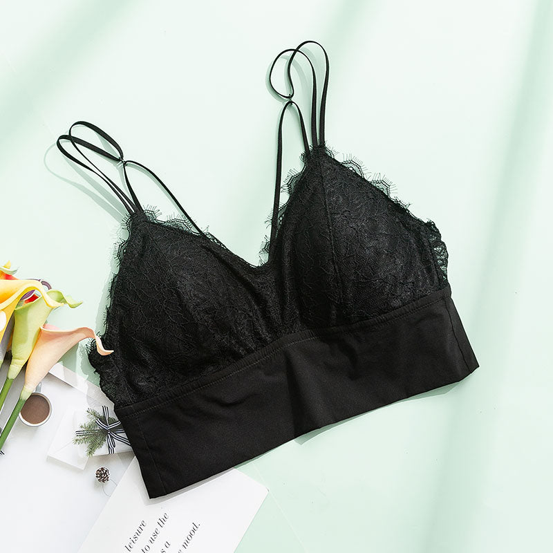 Wireless Sexy Anti Emptied Tank Top Lace Mulberry Silk Bras [SKBR0030]